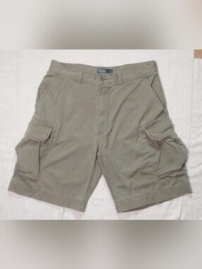 Vintage POLO Ralph Lauren Heavy Canvas Military Green Cargo Shorts - Men's 35